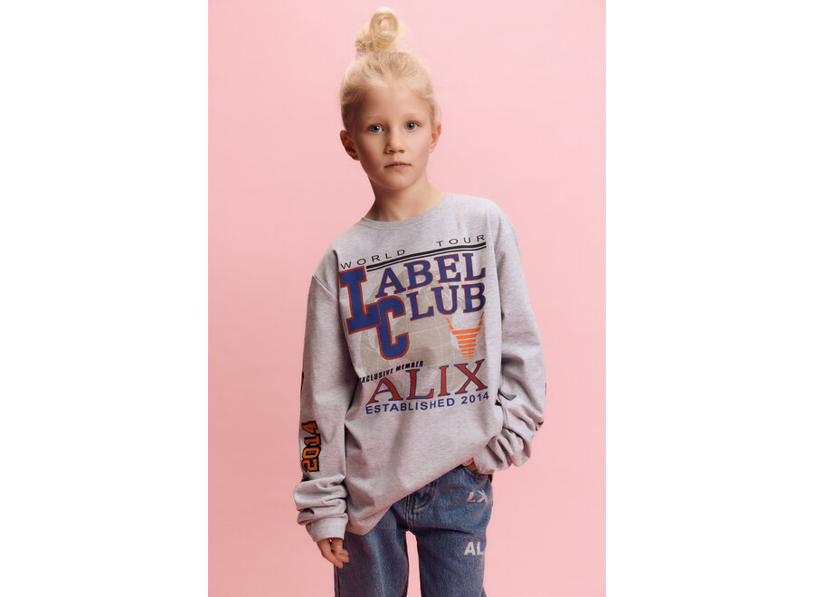 Kids Knitted Fancy Artwork Long Sleeve  Light Grey Melange Unisex Top