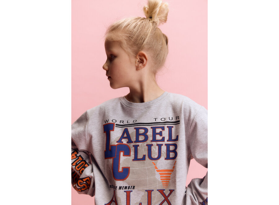 Kids Knitted Fancy Artwork Long Sleeve  Light Grey Melange Unisex Top