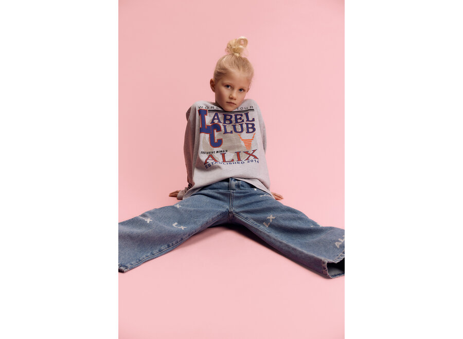 Kids Knitted Fancy Artwork Long Sleeve  Light Grey Melange Unisex Top