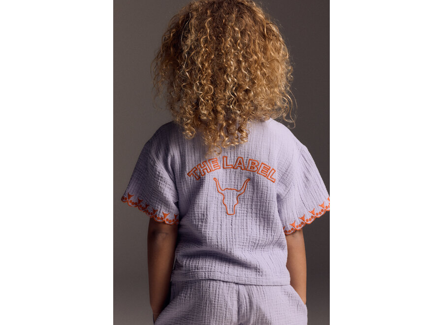 Kids Woven Embroidered Sleeves Top  Lilac Meisjes Top