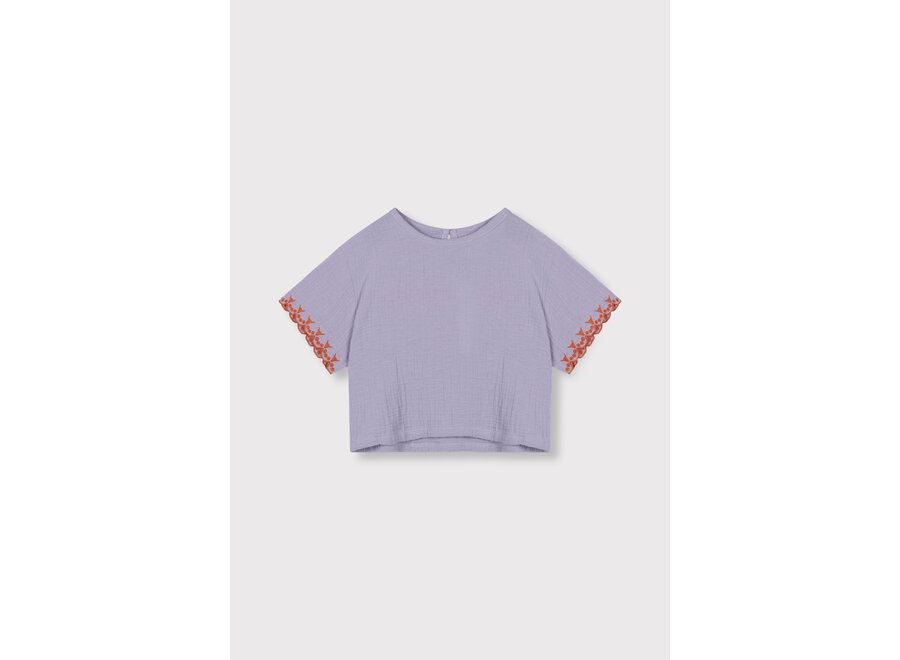 Kids Woven Embroidered Sleeves Top  Lilac Meisjes Top