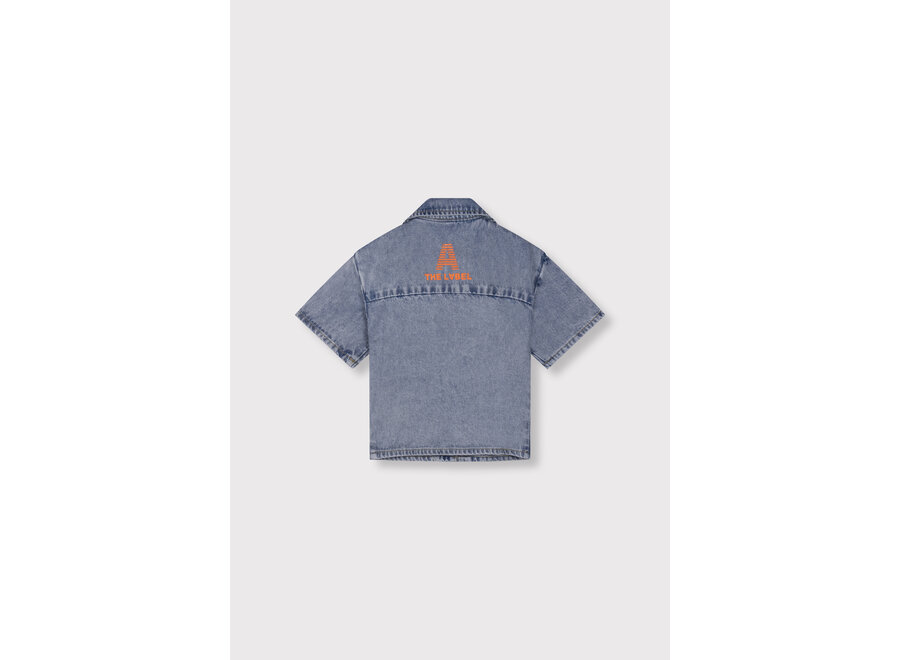 Kids Woven Short Sleeve Denim Blouse  Light Blue Denim Meisjes Blouse