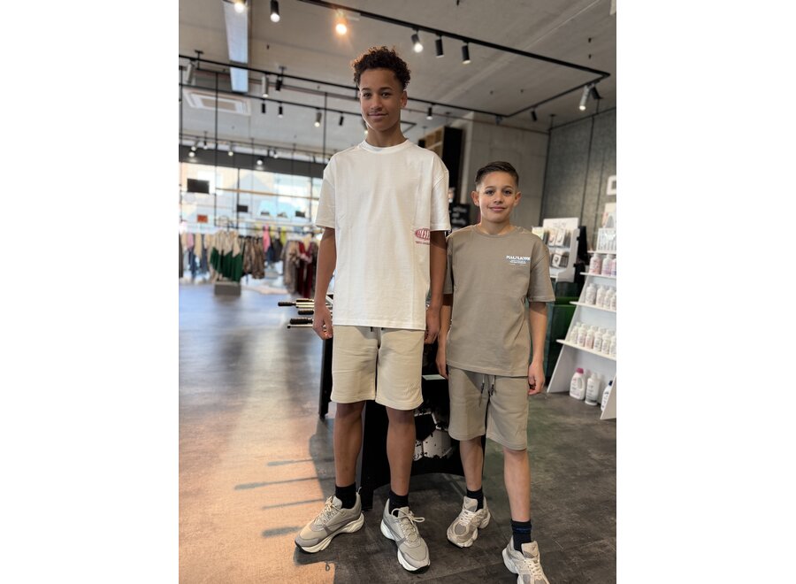 Malelions Junior Relaxed White Heron T-Shirt  Off-White/Red Jongens T-shirt