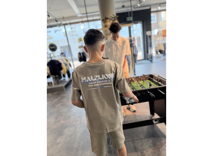 Malelions Junior Relaxed Valet T-Shirt Olive Green Jongens T-shirt