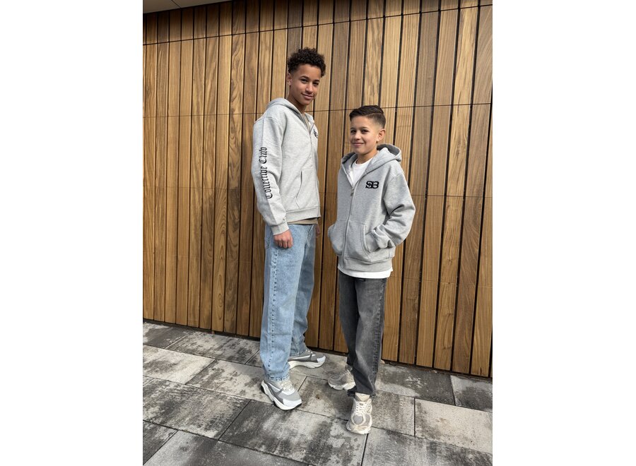 Collective Acadamy Zip Up Oxblood Red Grey Melange Jongens Vest