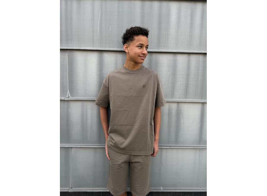 Heavy Weight Relaxed T-shirt  Khaki Ash Jongens T-shirt