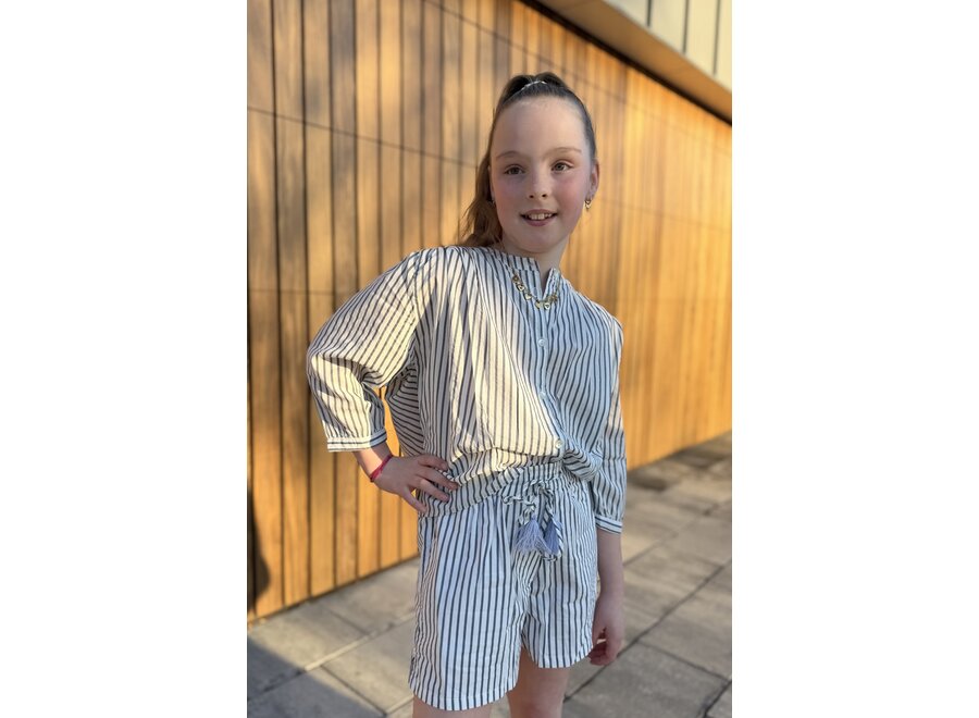 Girls Britt Blouse  Steel Blue Meisjes Blouse