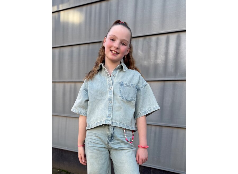 Girls Denver Blouse  Carribean Blue Wash Meisjes Blouse