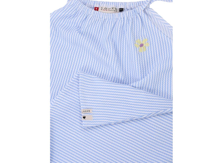 Little Striped Crinckle sleeveless Blue Stripe Meisjes Jurkje