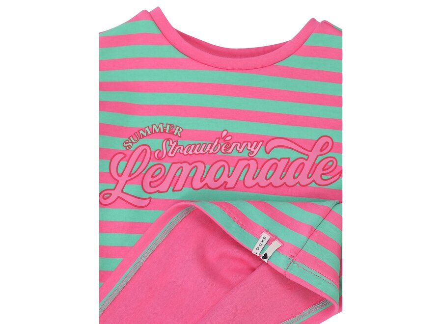 Little  Pink Summer Stripe Meisjes T-shirt