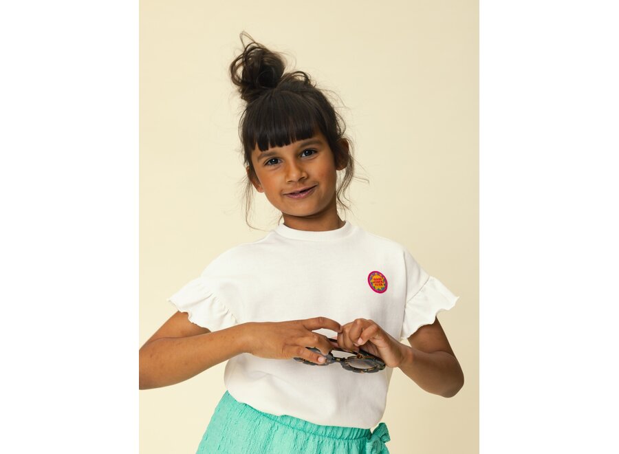 Little Sweater with RufflesSoft White Meisjes Trui