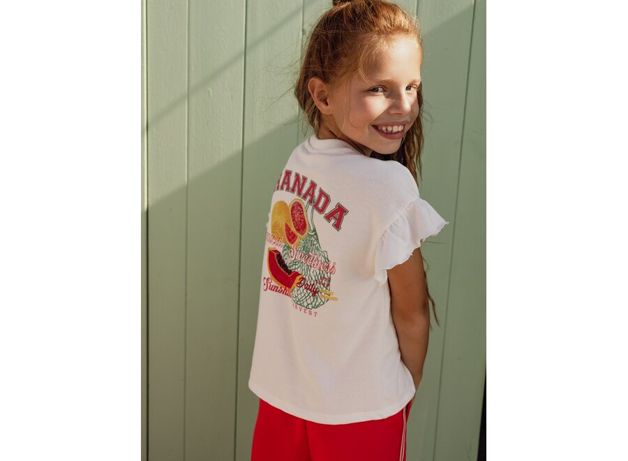 Little Sweater with RufflesSoft White Meisjes Trui