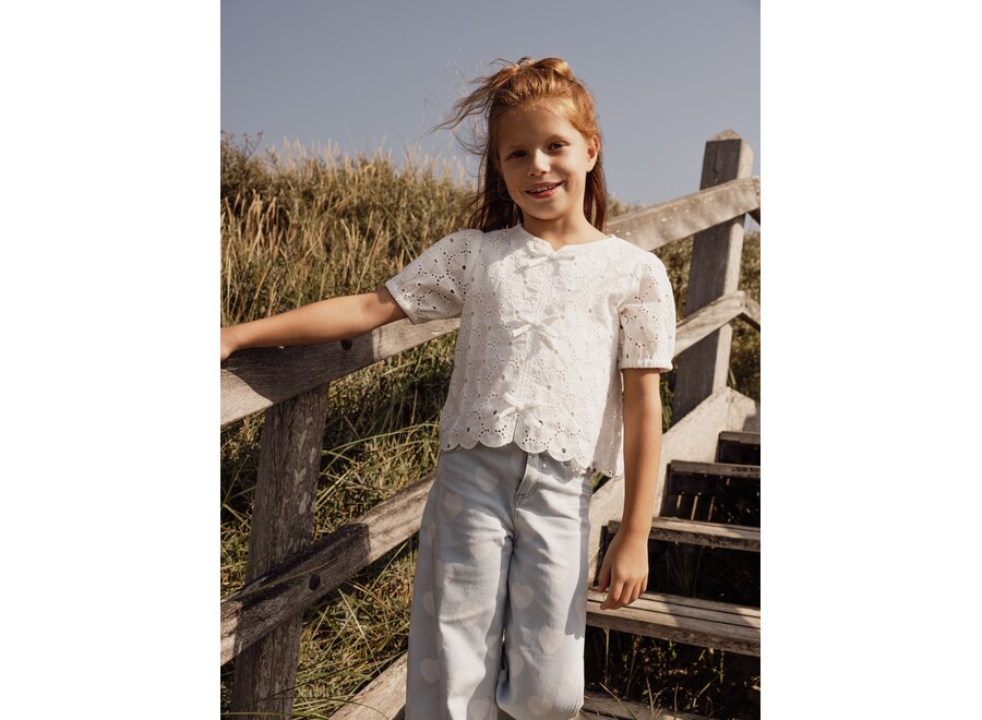 Little woven top  Soft White Meisjes Blouse