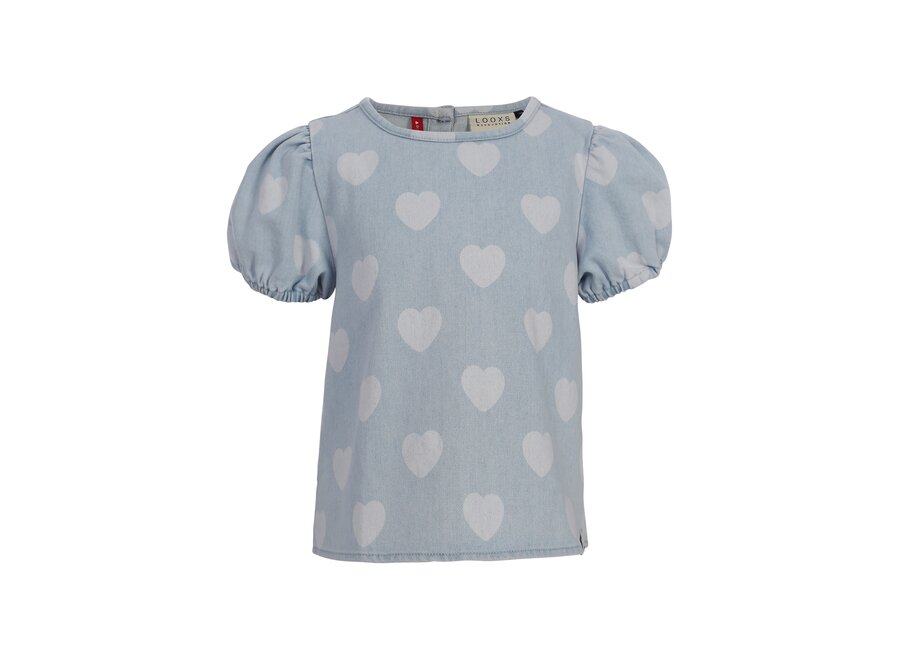 Little Heart Denim Top  Meisjes Blouse