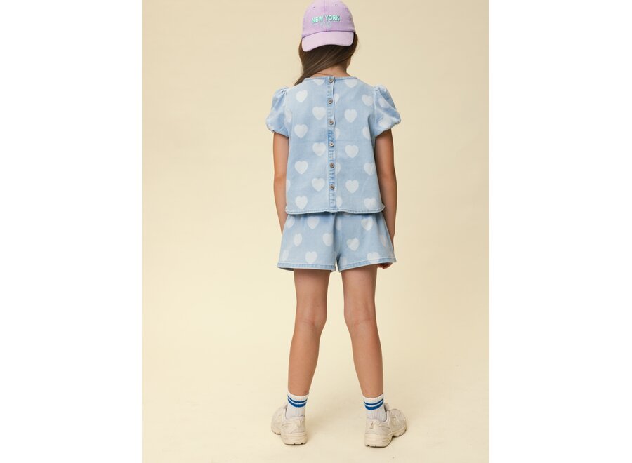 Little Heart Denim Top  Meisjes Blouse