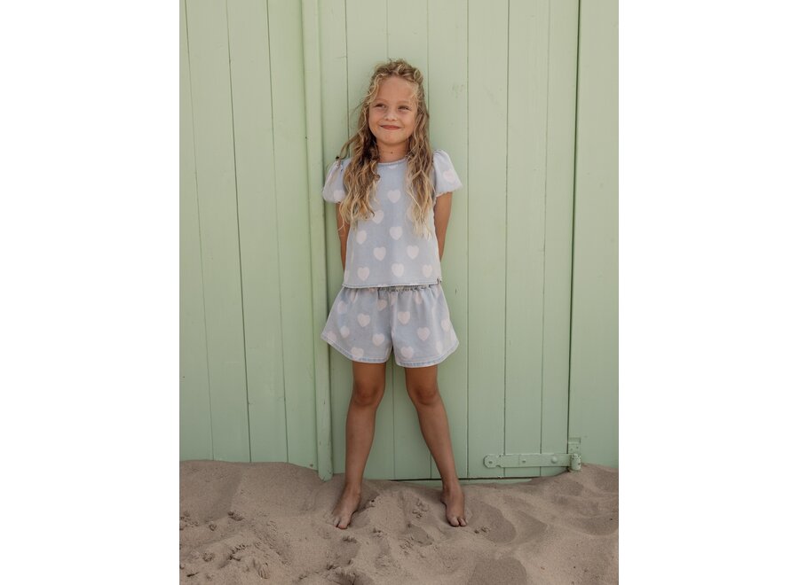 Little Heart Denim Top  Meisjes Blouse