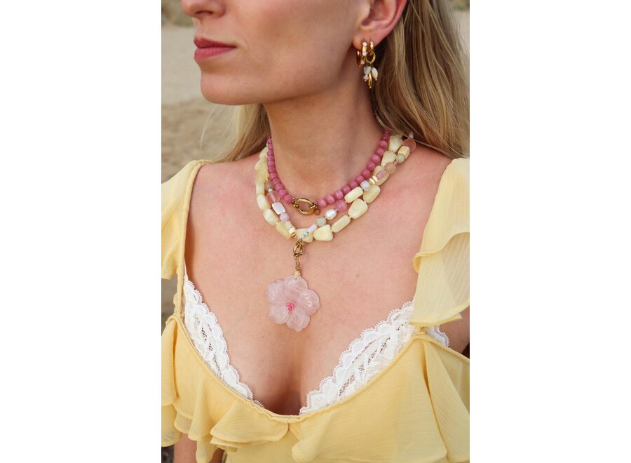 pink Snake Necklace Gold