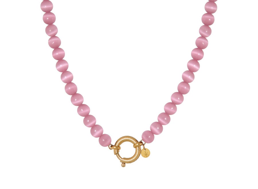 pink Snake Necklace Gold