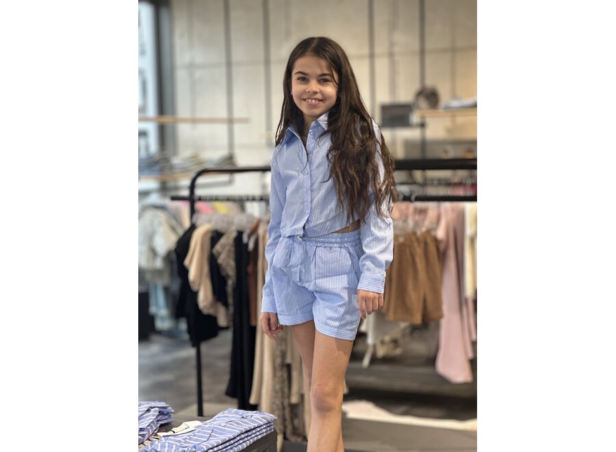 Kenzi Co  - Poplin Blue Meisjes Blouse