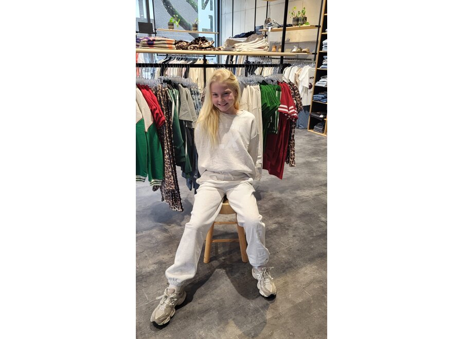 Kids Knitted Sporty Sweater  Super Light Grey Melange Unisex Trui