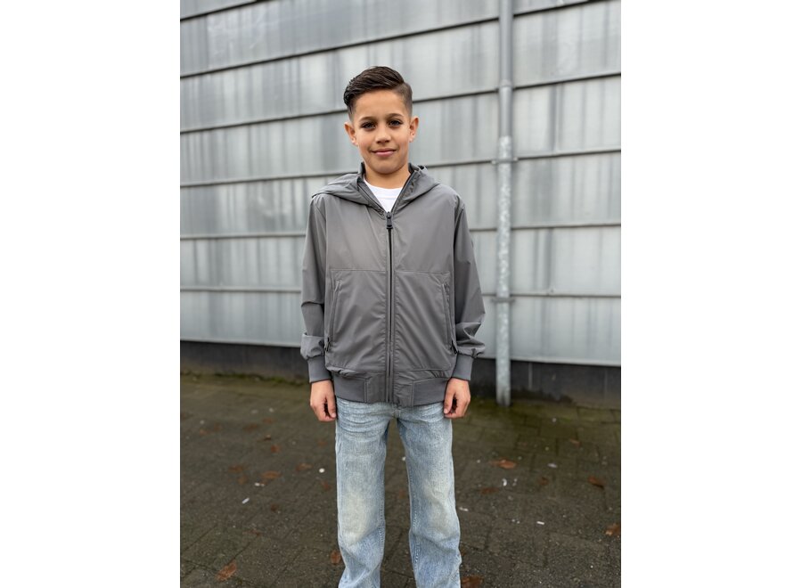 Hooded Four Way Stretch Jacket Pewter