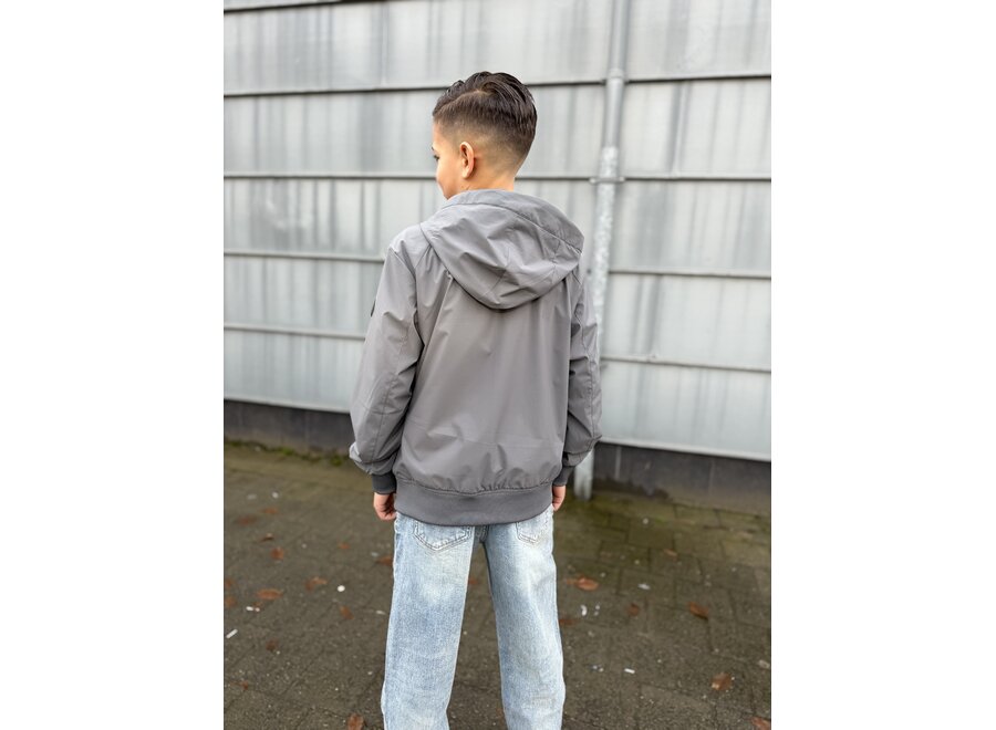 Hooded Four Way Stretch Jacket Pewter