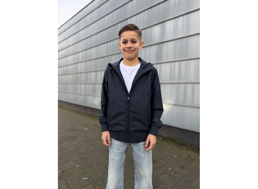 Hooded Four-Way Stretch Jacket  Dark Navy Blue