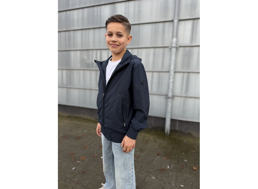 Hooded Four-Way Stretch Jacket Dark Navy Blue