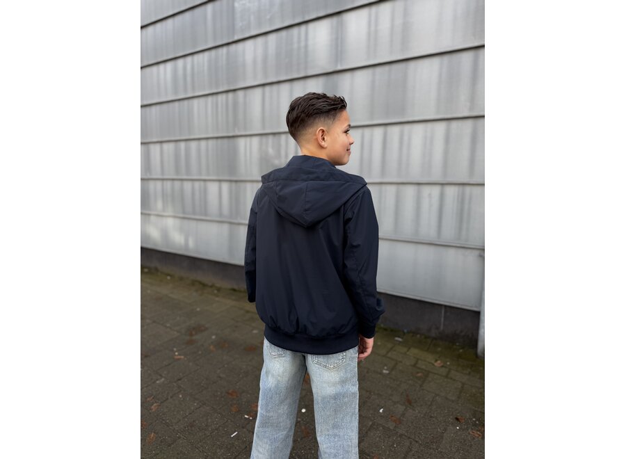 Hooded Four-Way Stretch Jacket Dark Navy Blue