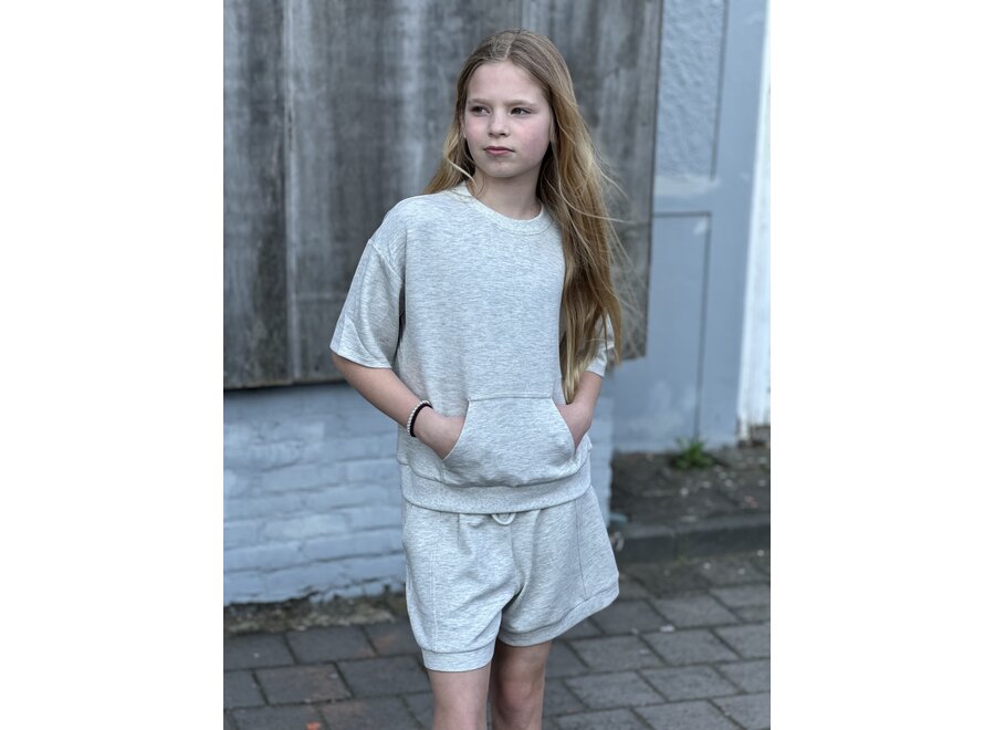 Girls Presley Sweat  Light Grey Melange Meisjes Trui