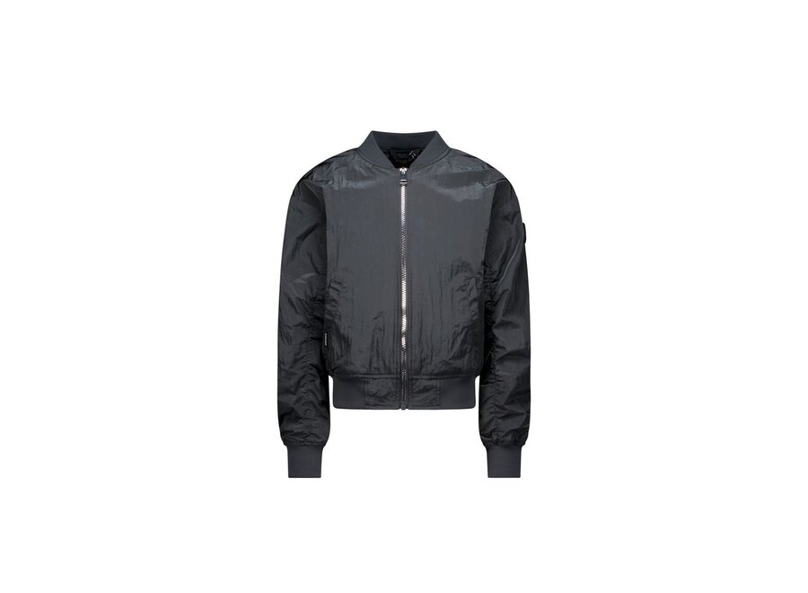 Waxed Crinckle Jacket Bomber  Gun Metal Meisjes Jas
