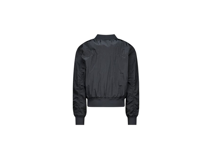 Waxed Crinckle Jacket Bomber Gun Metal Meisjes Jas