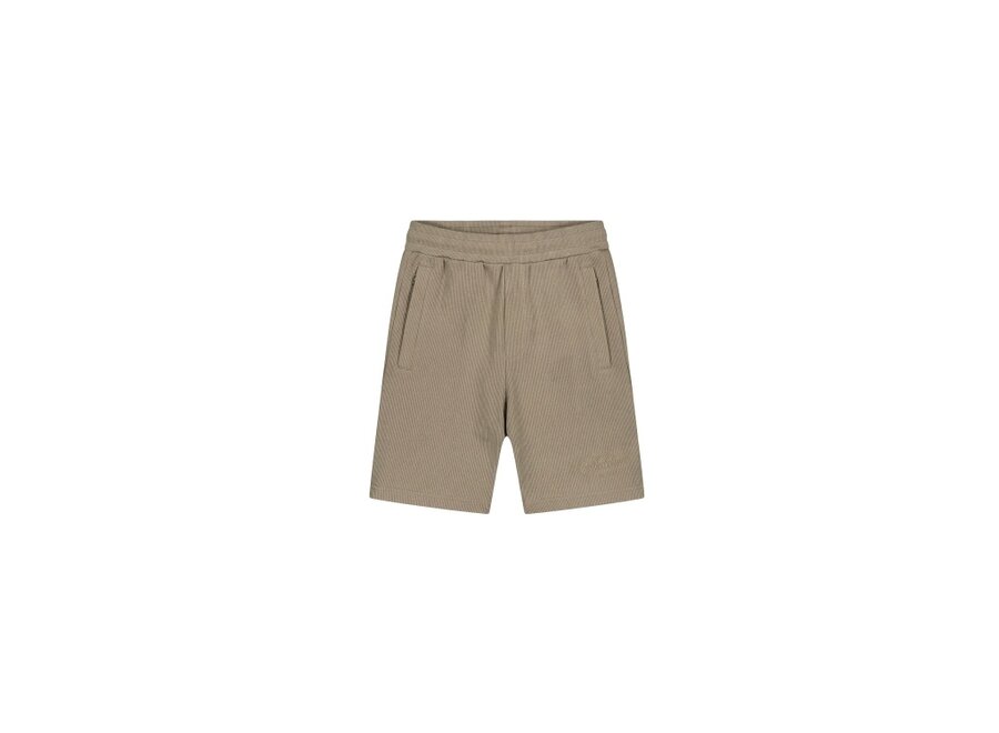 Malelions Junior Ribbed Script Shorts  Olive Green Jongens Korte Broek