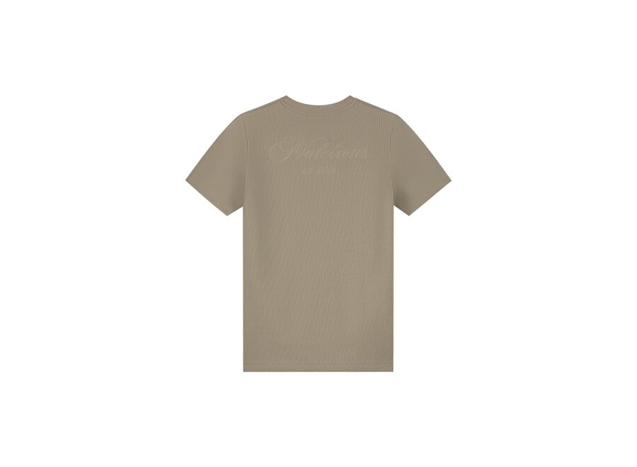 Malelions Junior Ribbed Script T-Shirt  Olive Green Jongens T-shirt