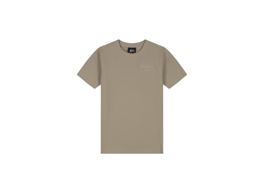 Malelions Junior Ribbed Script T-Shirt  Olive Green Jongens T-shirt