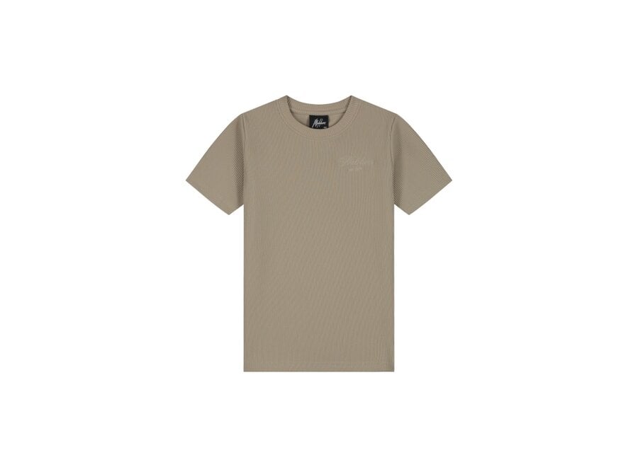 Malelions Junior Ribbed Script T-Shirt  Olive Green Jongens T-shirt