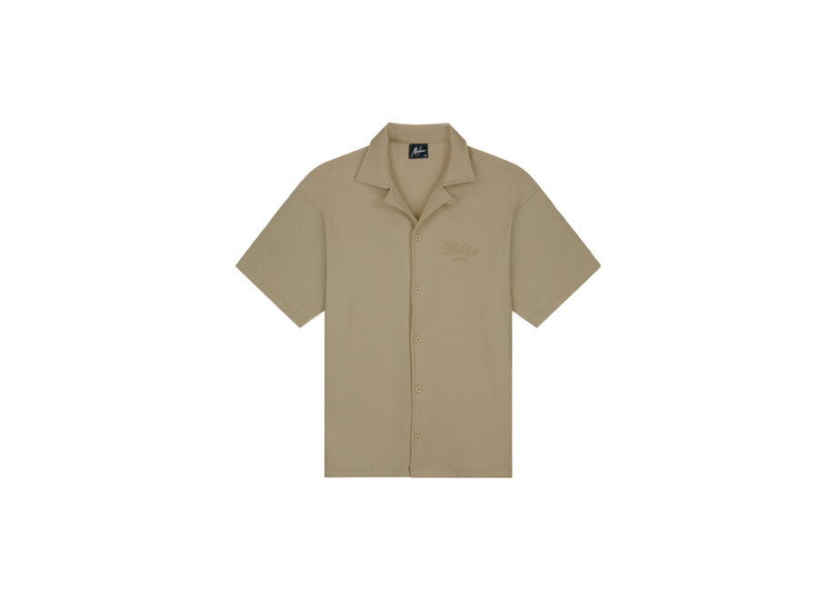 Malelions Junior Ribbed Script Shirt  Olive Green Jongens T-shirt