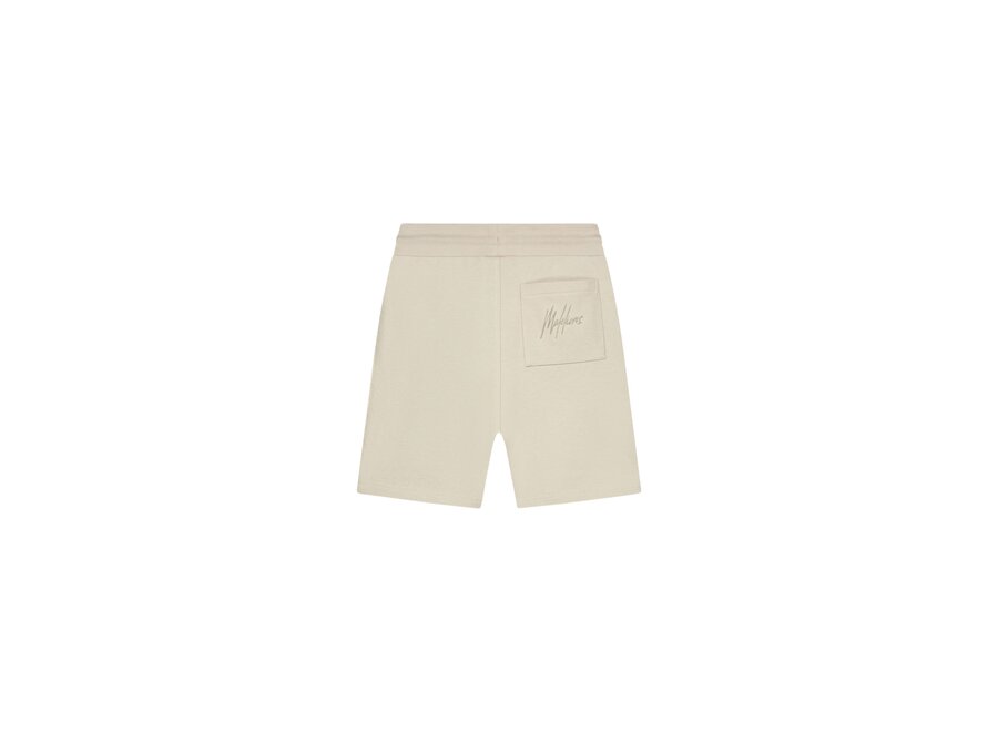Malelions Junior Striped Signature Shorts  Beige Jongens Korte Broek