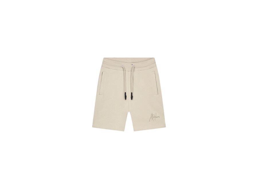 Malelions Junior Striped Signature Shorts  Beige Jongens Korte Broek