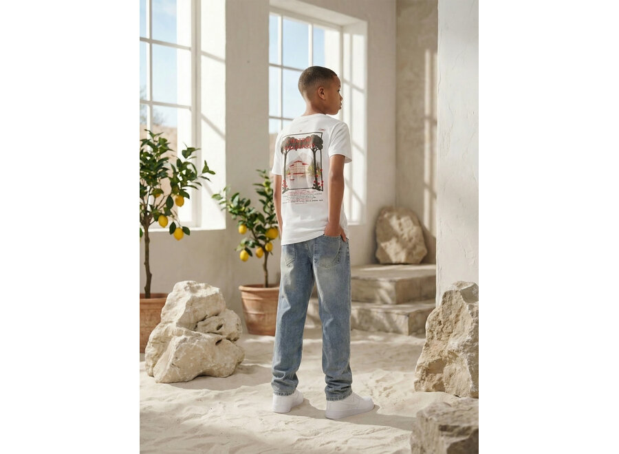 Malelions Junior Relaxed Chateau T-Shirt  White Jongens T-shirt