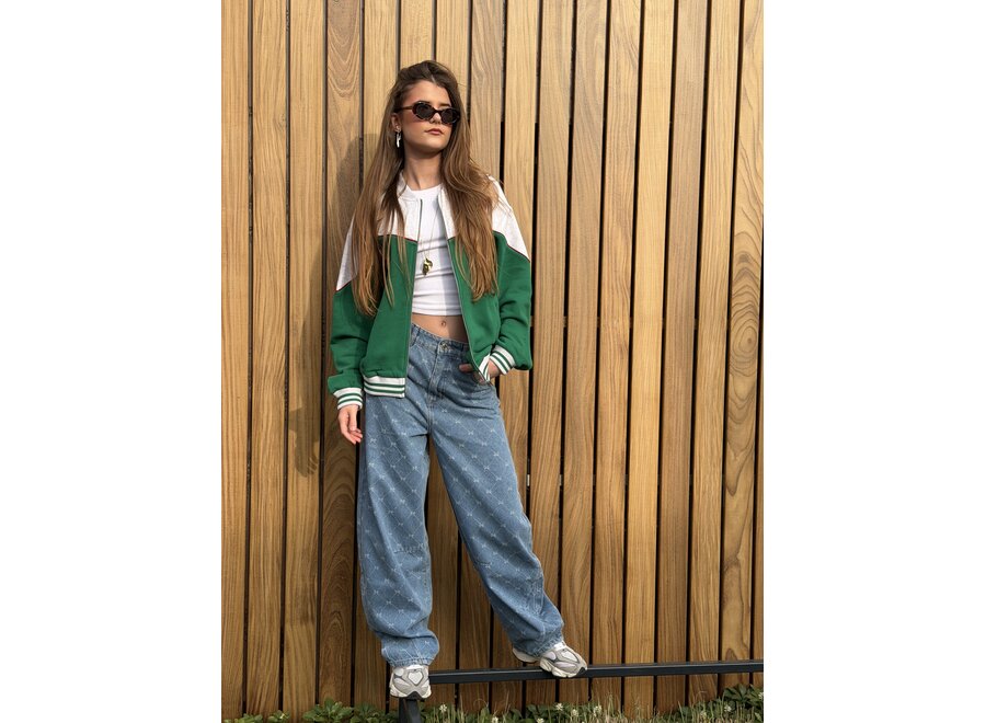 Kids Knitted Sporty Jacket  Green Unisex Jasje