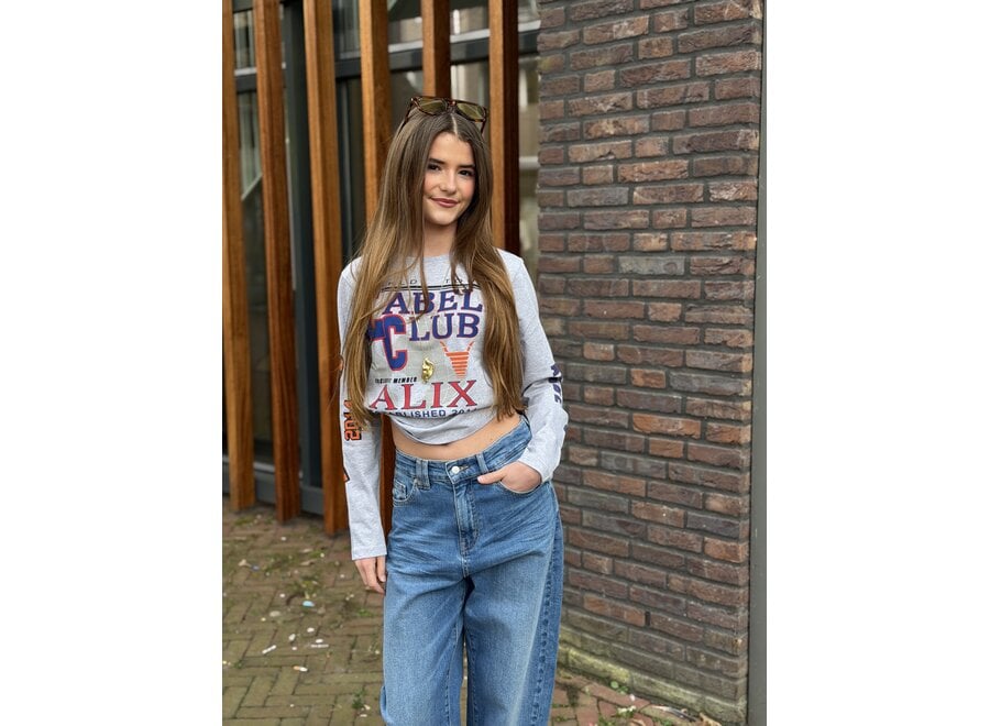 Kids Knitted Fancy Artwork Long Sleeve  Light Grey Melange Unisex Top