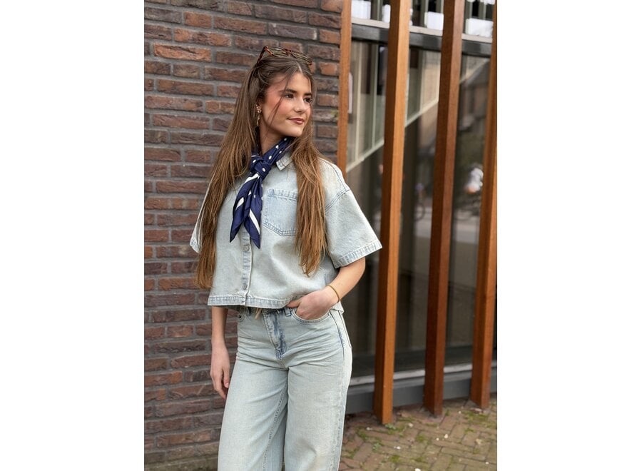 Girls Denver Blouse  Carribean Blue Wash Meisjes Blouse