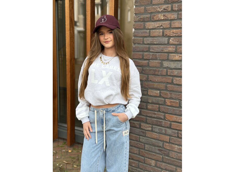 Kids Knitted Sporty Sweater  Super Light Grey Melange Unisex Trui