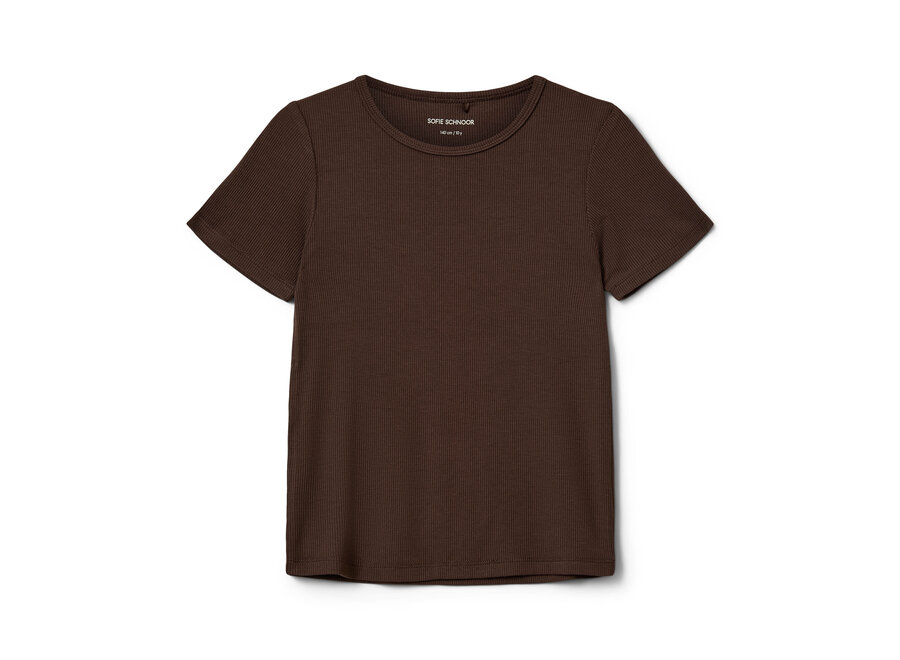 Nataliasy Rib T-shirt  Brown Fudge Meisjes T-shirt