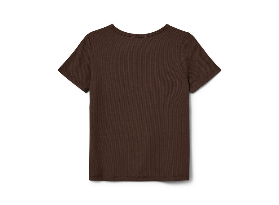 Nataliasy Rib T-shirt  Brown Fudge Meisjes T-shirt
