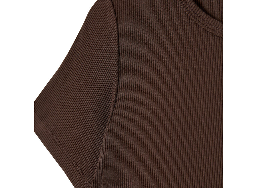 Nataliasy Rib T-shirt  Brown Fudge Meisjes T-shirt