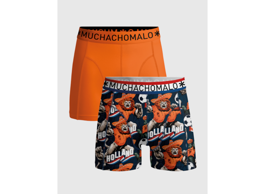 Boys 2-Pack Boxer Shorts DUTCHLION  Print/Orange Jongens Boxershort
