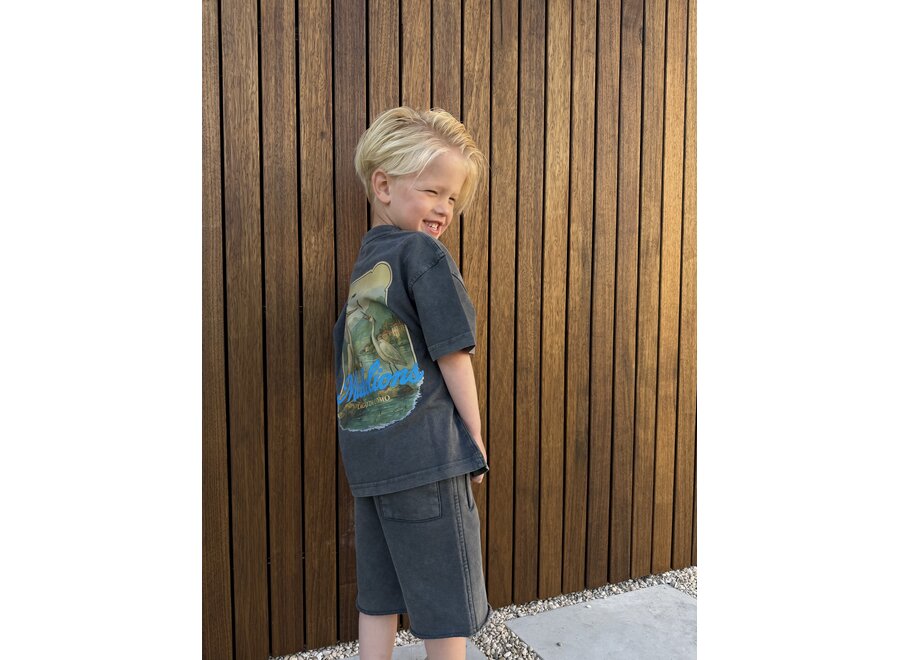 Malelions Junior Relaxed White Heron T-Shirt  Acid Wash Jongens T-shirt