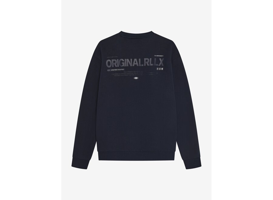 Loose Fit Sweat Badge Brushed  Navy Jongens  Trui